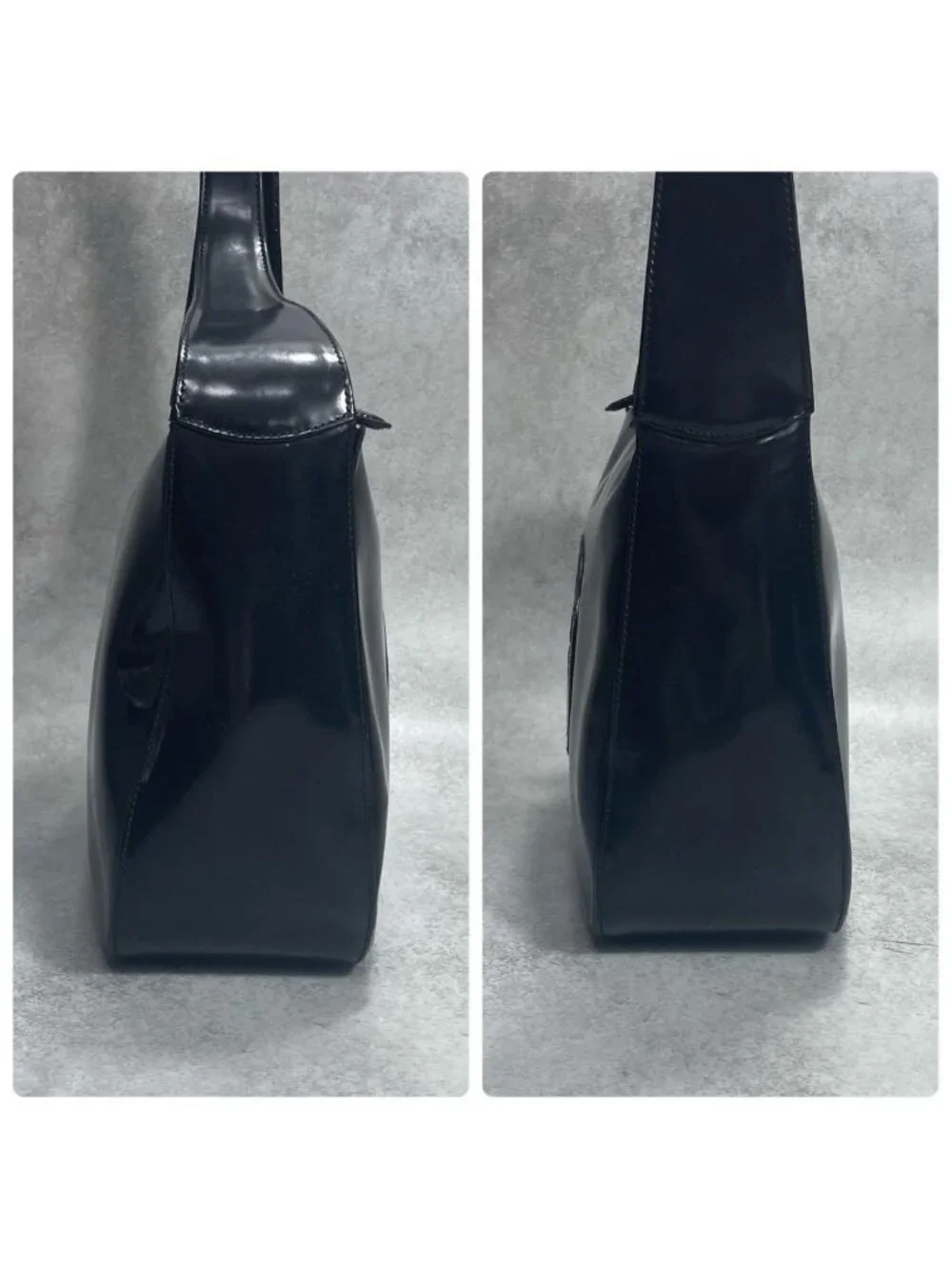 Gucci GG Shoulder Bag Patent Leather Black Logo